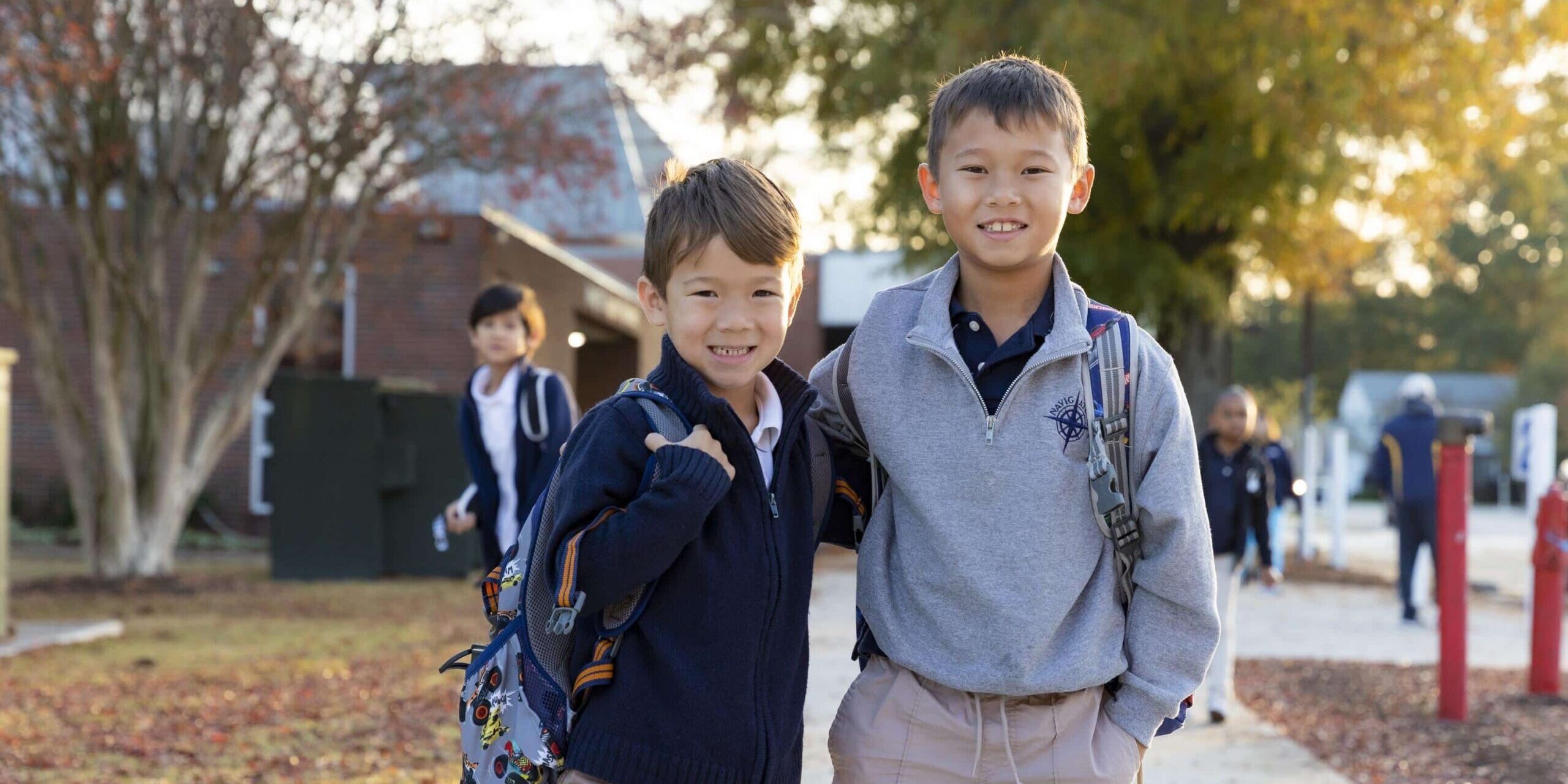 lower school students outside