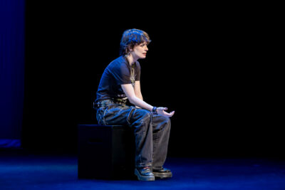 HRA senior Percy Bevilacqua '26 at rehearsal for The Anxiety Project