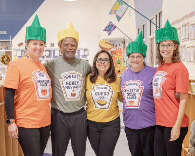 HRA Lower School faculty members dressed as condiments
