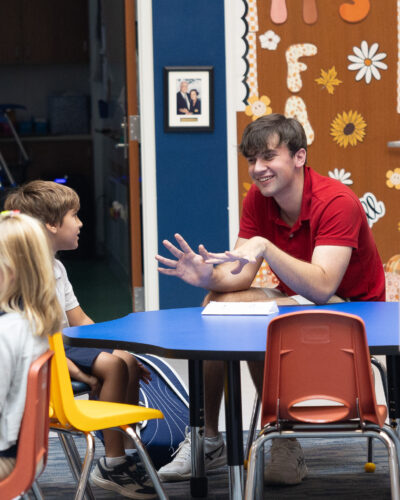 HRA First Grade-Senior Buddies laughing