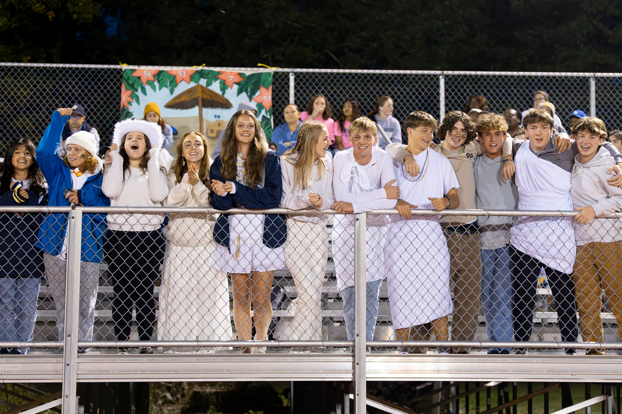 HRA seniors cheer on their classmates at the 2025 Homecoming football game
