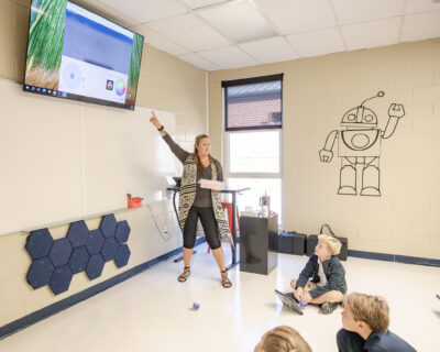 HRA Lower School science enrichment and computer teacher Tiffany Brakefield in the Robotics Room