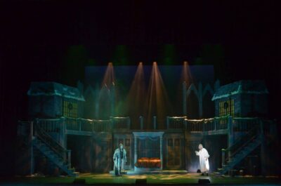 HRA Middle and Upper School choir director Marshall Severin in A Christmas Carol, 2016