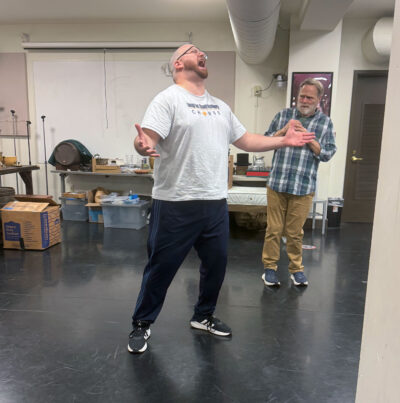 HRA Middle and Upper School choir director Marshall Severin at rehearsal for A Christmas Carol