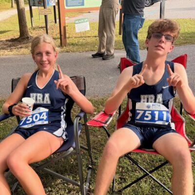 HRA varsity cross country runners Lily Melnitchouk '28 and Jackson Muse '29