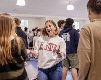 HRA alumna Erin Ferrare '22 at the 2026 Alumni College Fair