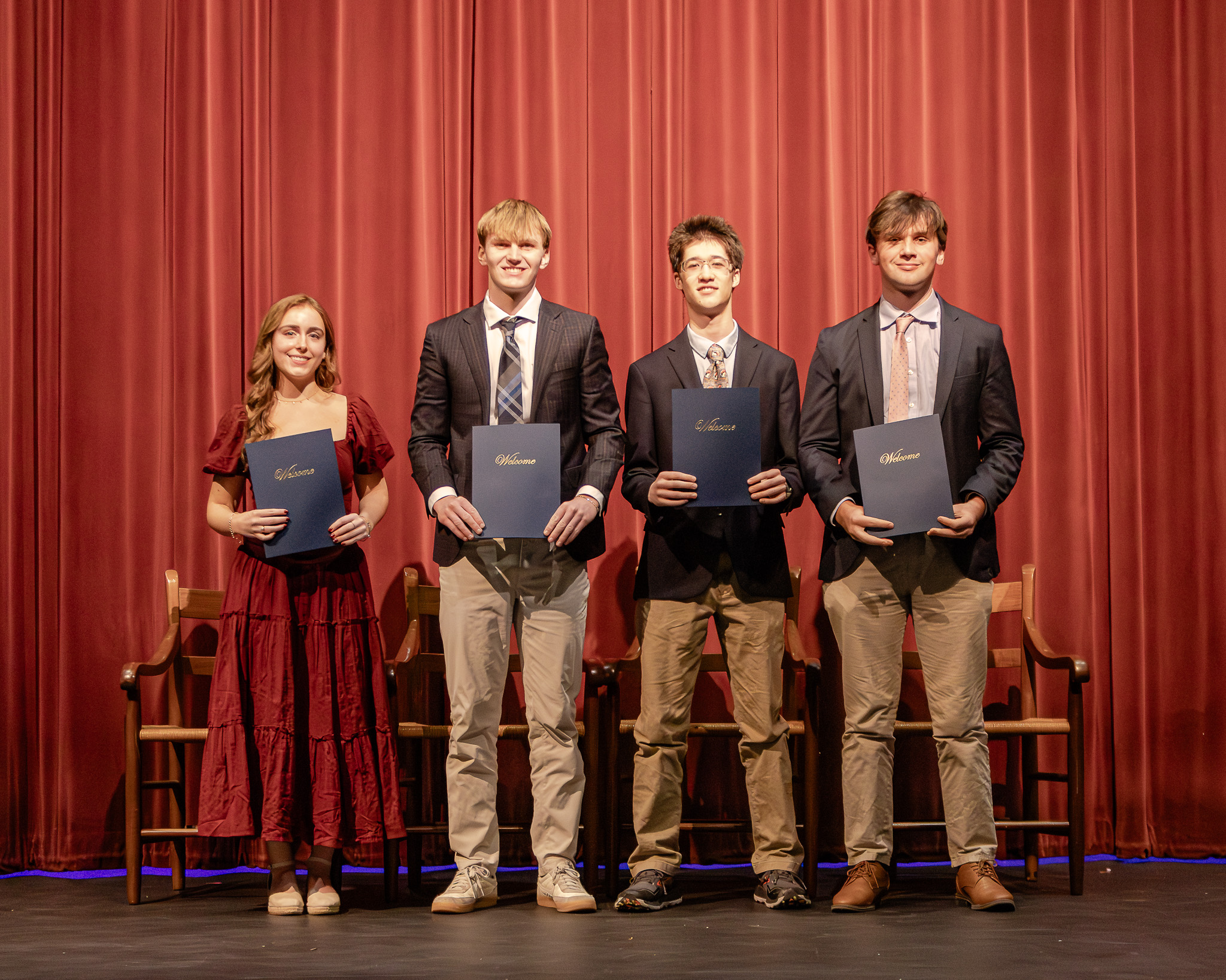 HRA's spring 2026 Cum Laude Society inductees, Carys Casper, Colten Fulcher, Ares Marvell-Nguyen, and Henry Stern