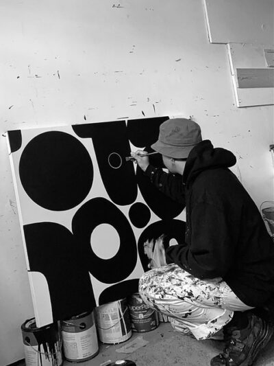 Dathan Kane at work on a painting