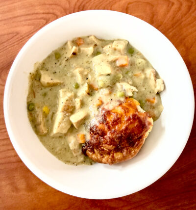 Chicken pot pie lunch in HRA's Mary and Larry Pope Dining Hall