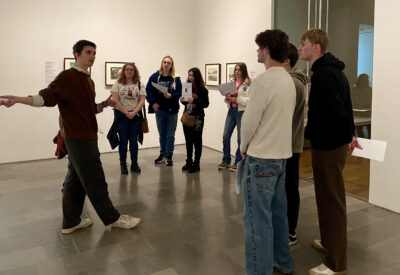 HRA Middle and Upper School visual arts teacher Jack Westervelt with students at the VMFA