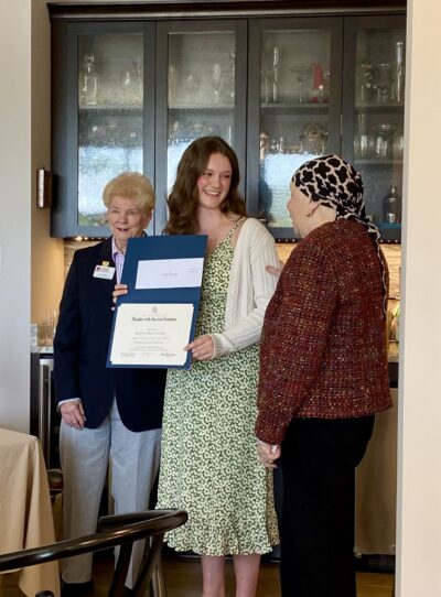 HRA senior Audrey Elmes '26 receiving the DAR Good Citizen Award
