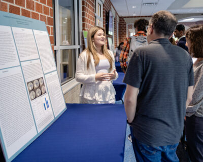 Sophomore Lydia Jones '28 presenting at the 2026 HRA Research Symposium
