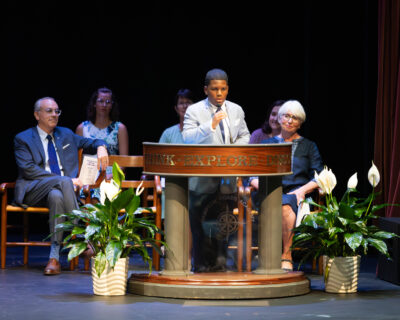 HRA fourth grader Grant Brown '34 speaking during the 2026 Gateway Program