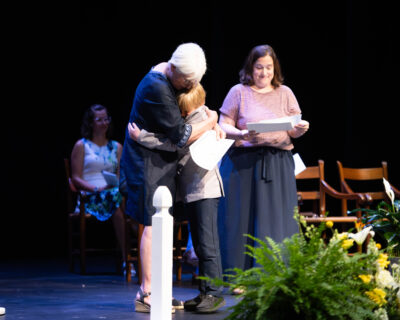 HRA Director of Lower School Susanne Swain embracing a student during the 2026 Gateway Program