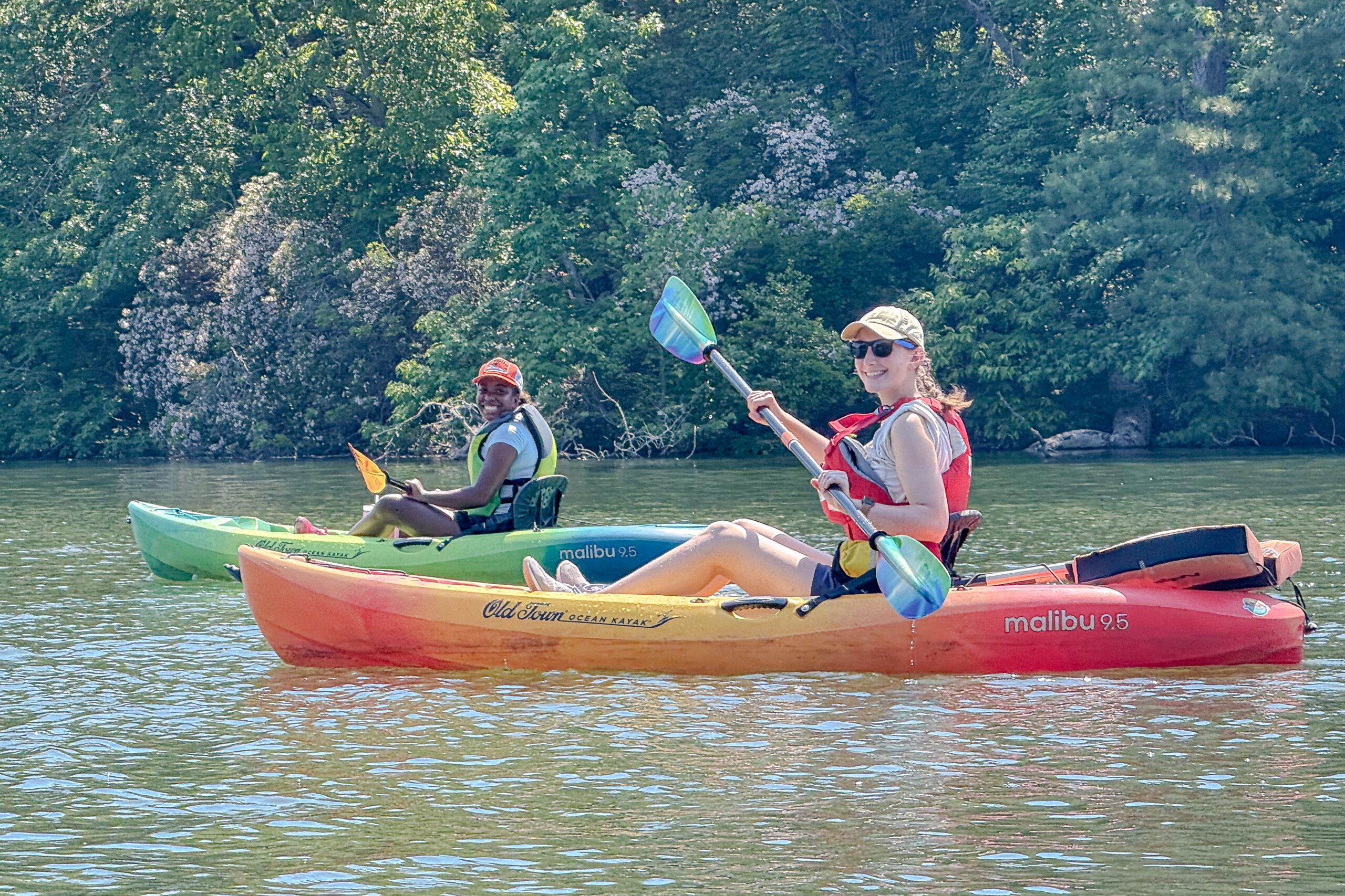 HRA seventh graders kayaking on Mariners' Lake in May 2026
