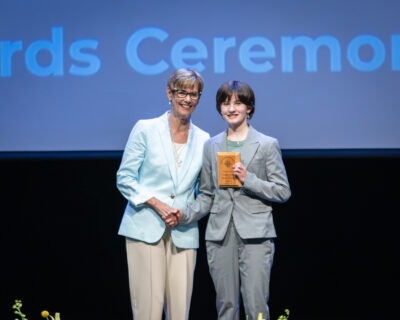 HRA Interim Director of Middle School Karen Gillespie with 2026 Compass Award winner Blaine Averett ’30