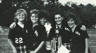 Jennifer Freed Hall '88 with her HRA field hockey teammates during her senior year