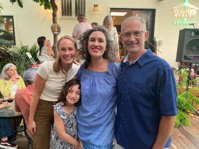 HRA alumna Susannah Hornsby '01 with her daughter Lois, fellow Navigator Lauren Yevak '13, and Director of Alumni Relations Tommy Yevak '83