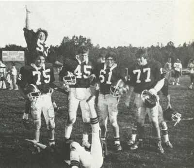 HRA alumnus Doug Parsons '81 with his teammates on the football field in fall 1980