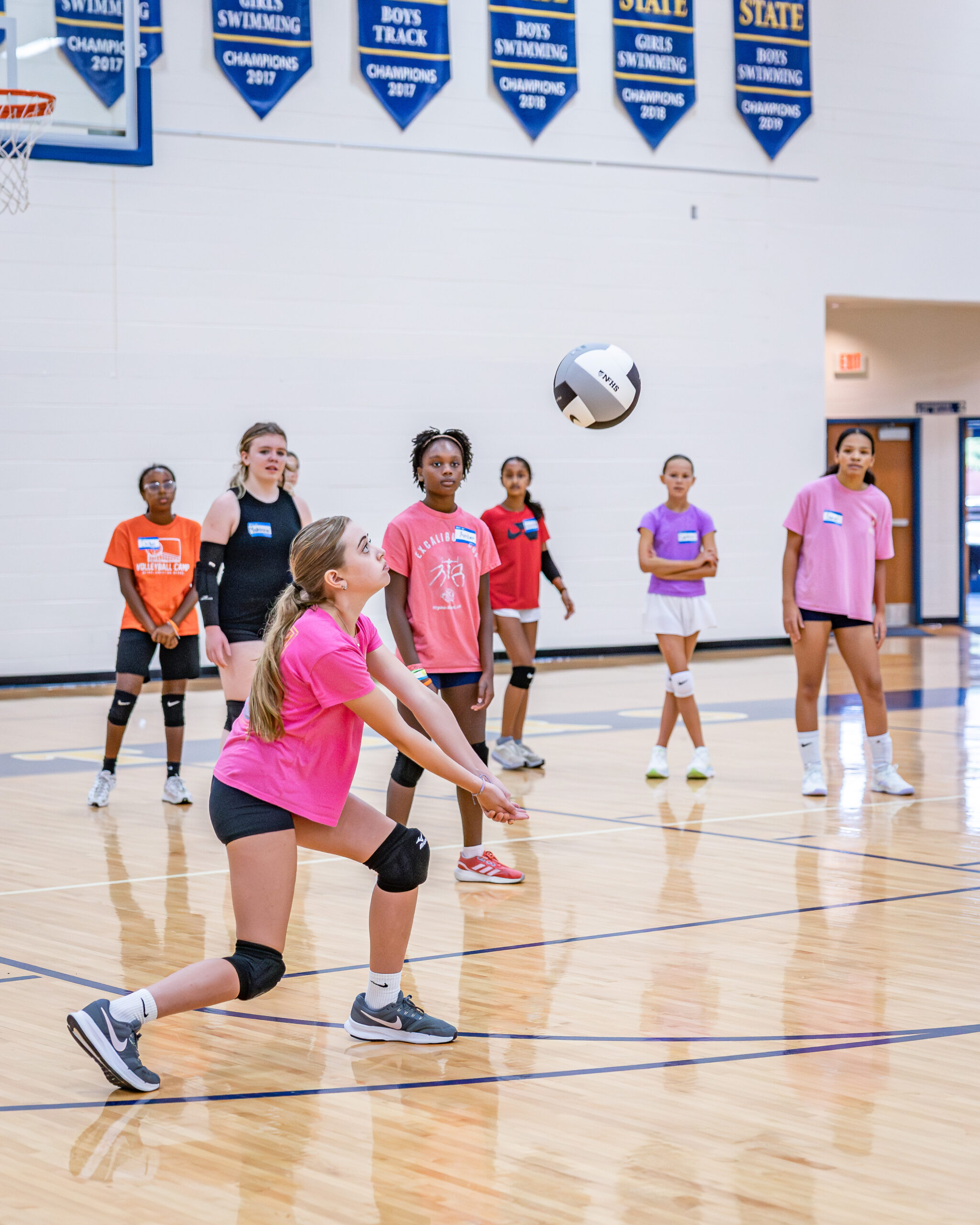 Students honing their skills during HRA's summer 2026 Nike volleyball camp