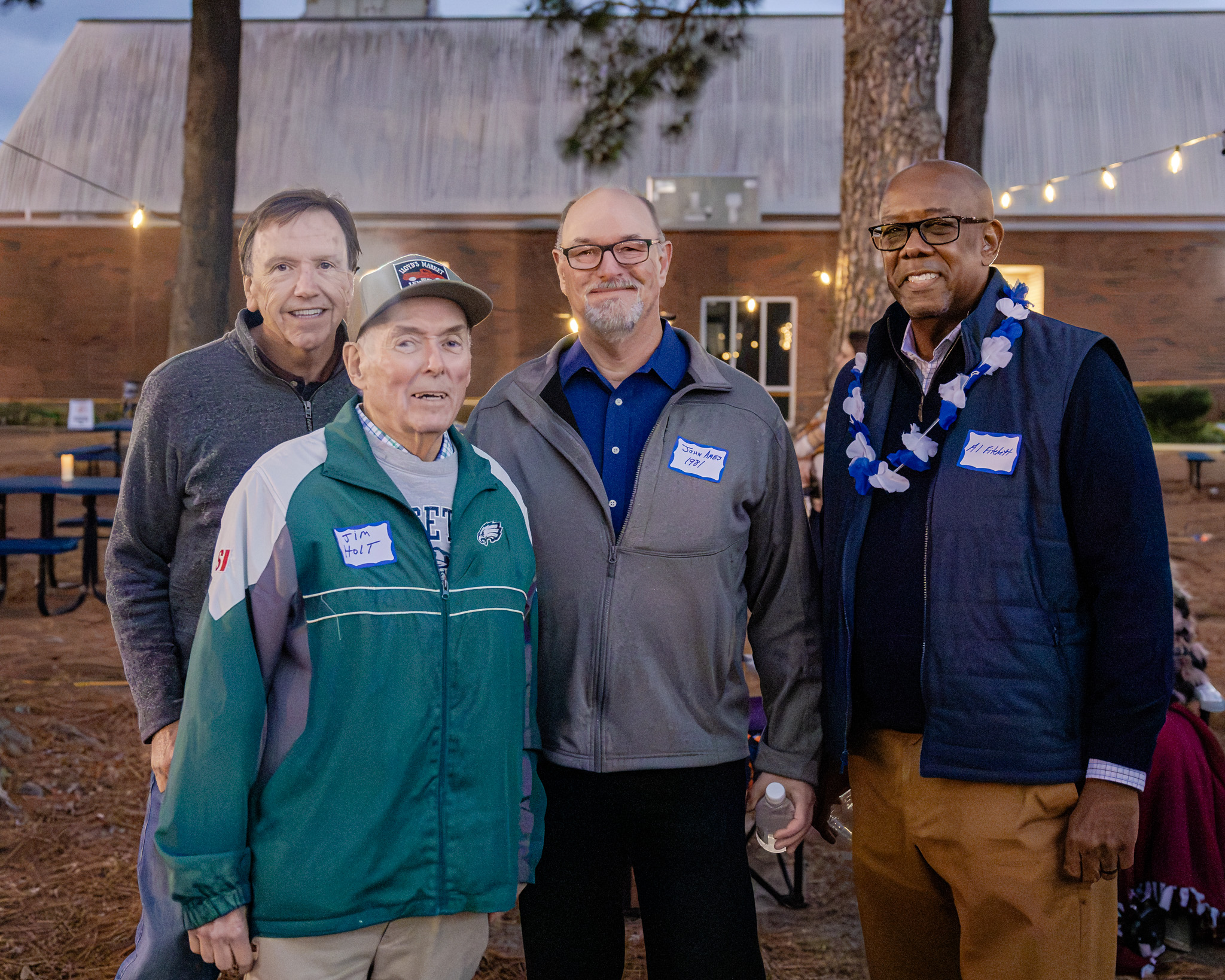 HRA alumnus Danny Hogg '81, former faculty member Jim Holt, alumnus John Ames '81, and Al Fitchett, Jr.