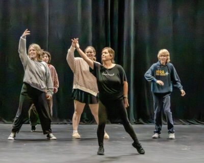DanceWorks owner and former Navigator parent Emma Mead teaching choreography to HRA theatre students