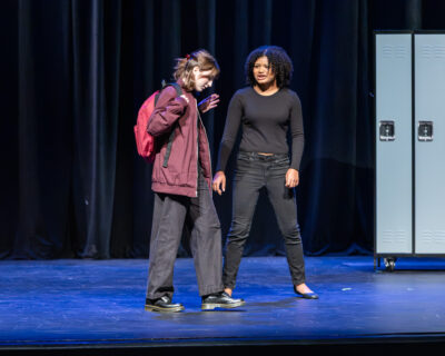 HRA freshman Mckayla Pacheco '30 and junior Mireya King '28 in an October 2026 production of Echoes of Courage