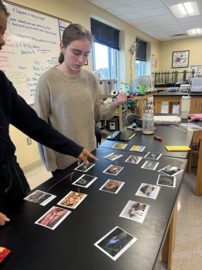 HRA students mapping out salt marsh food webs in an AP Biology class